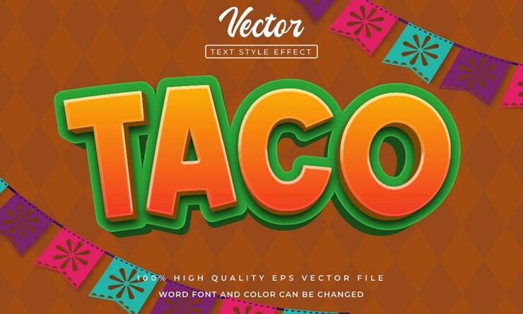 Vector texto editable estilo de texto taco 3d