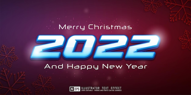 Texto editable feliz año nuevo y feliz navidad para plantilla de banner