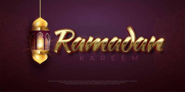 Texto editable de lujo ramadan kareem con efecto de estilo de lujo