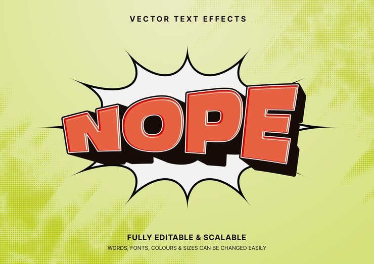 Vector texto editable nope con efecto de estilo cómic