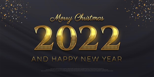 Texto editable Número 2022 efecto de estilo dorado sobre fondo oscuro