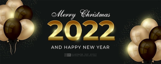 Texto editable y número feliz año nuevo concepto de estilo de texto dorado