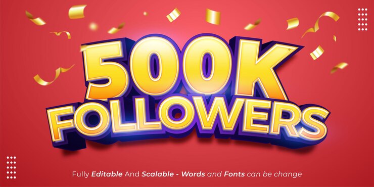 Vector texto editable plantilla de seguidores y suscriptores de 500k