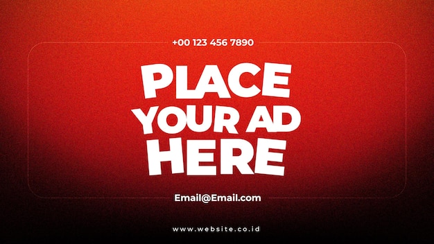 Texto editable simple y premium Coloca tu anuncio con un gradiente rojo y un vector de fondo granulado