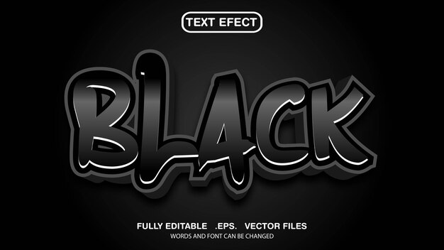 Vector texto de efecto de tema negro