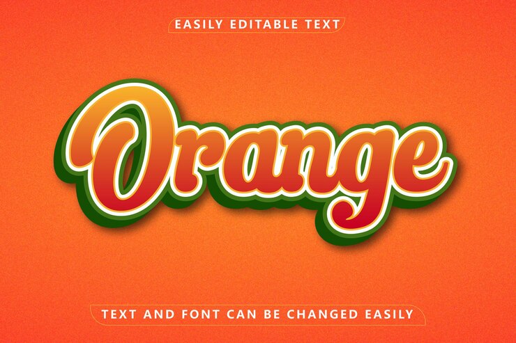 Vector el texto de efecto de texto naranja 3d es una plantilla fácilmente editable