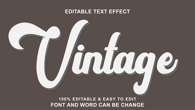 Texto de efecto vintage simple con estilo 3D moderno y elegante que se puede editar