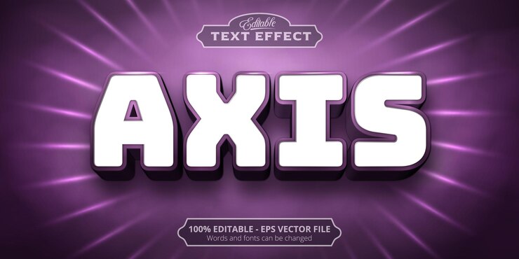 Vector texto de eje, efecto de texto editable estilo neón