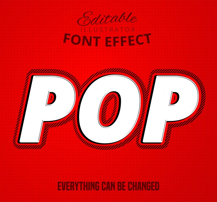 Vector texto emergente, efecto de fuente editable