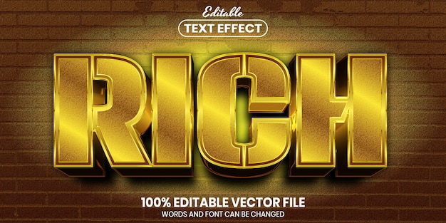 Vector texto enriquecido, efecto de texto editable de estilo de fuente