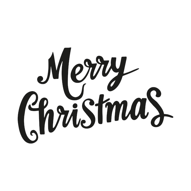 Texto escrito a mano Feliz Navidad Letras inscripción negra sobre fondo blanco