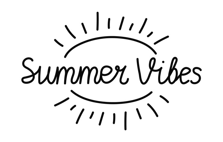 Texto escrito a mano Vibraciones de verano con diseño de pancartas vectoriales solares Letras de temporada cálida Tipografía para tarjetas de invitación Caligrafía tarjeta de felicitación
