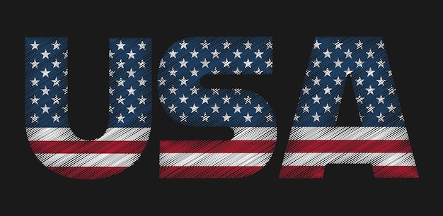 Texto de Estados Unidos con bandera americana