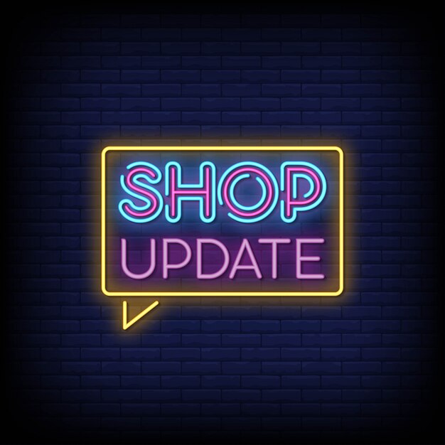 Texto de estilo de carteles de neón de actualización de tienda