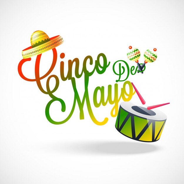 Vector texto con estilo de la fiesta de celebración cinco de mayo.