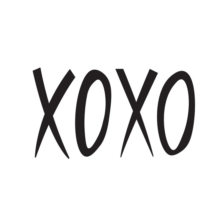 Vector texto de estilo graffiti negro xoxo para pegatinas románticas o carteles de celebración o fiesta de bodas
