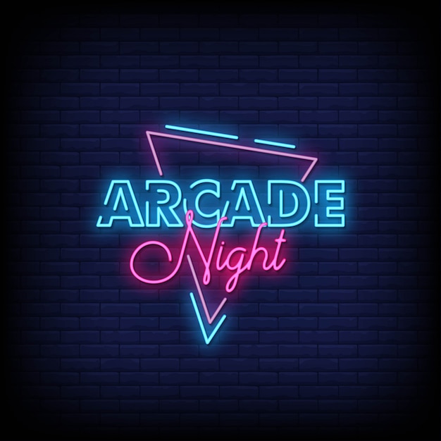 Texto de estilo de letreros de neón de Arcade Night
