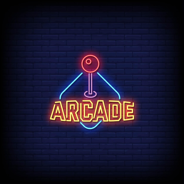 Texto de estilo de letreros de neón de arcade