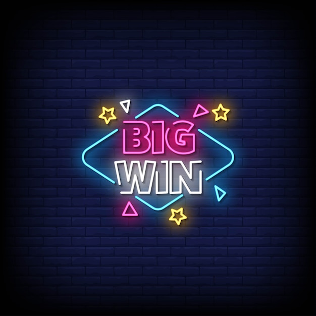 Texto de estilo de letreros de neón de big win