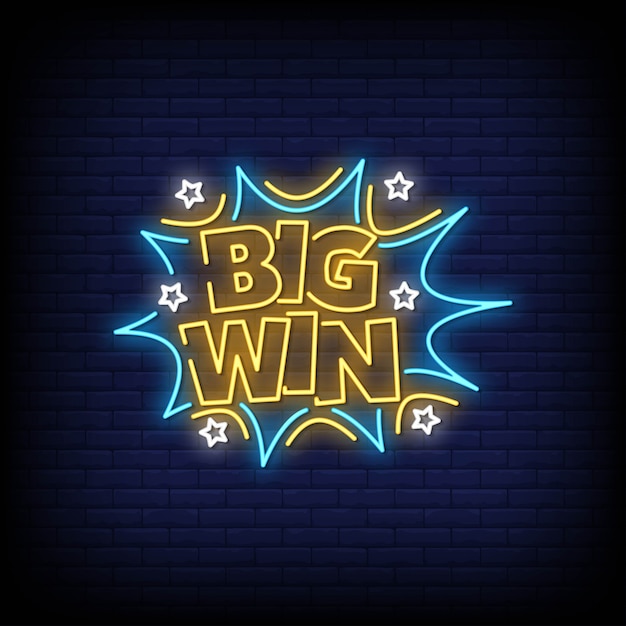 Texto de estilo de letreros de neón de Big Win