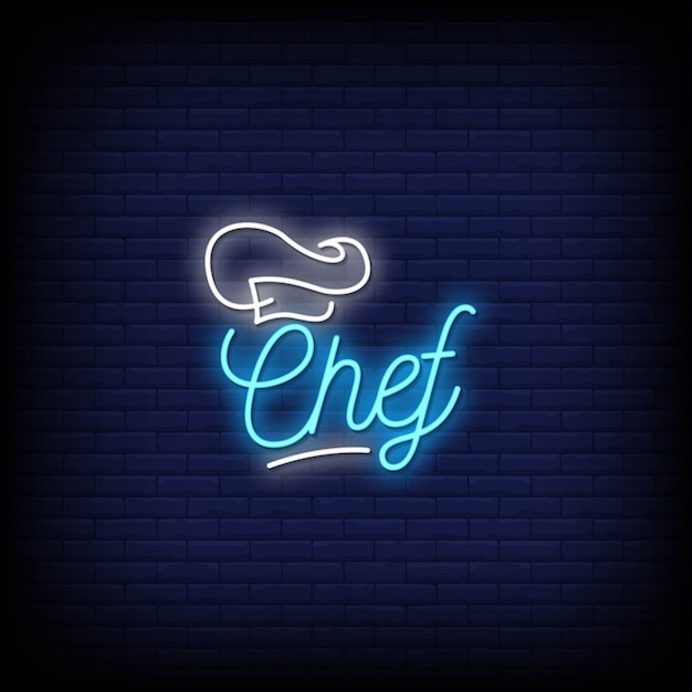 Texto de estilo de letreros de neón de chef