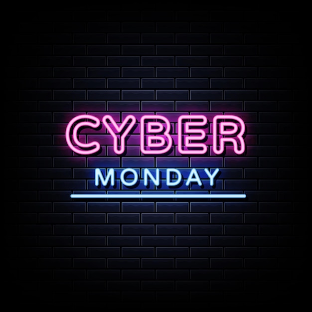 Texto de estilo de letreros de neón de Cyber Monday