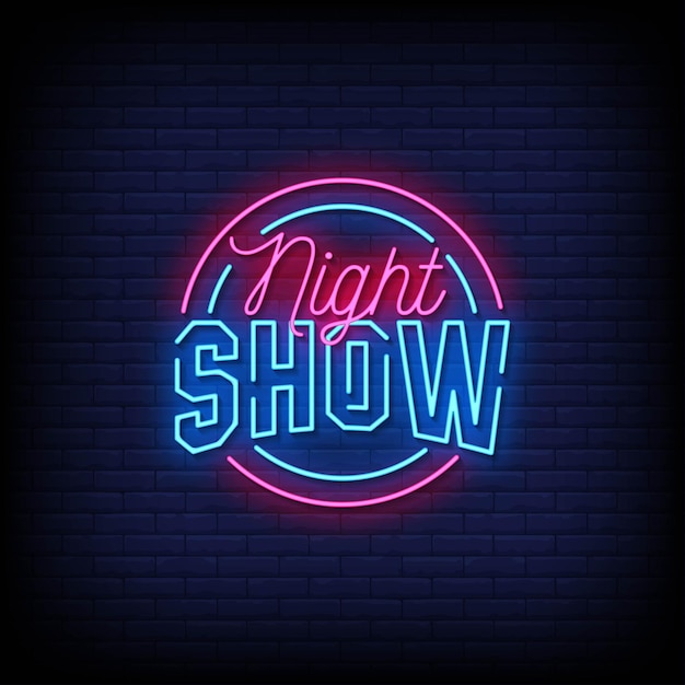 Texto de estilo de letreros de neón de espectáculo nocturno