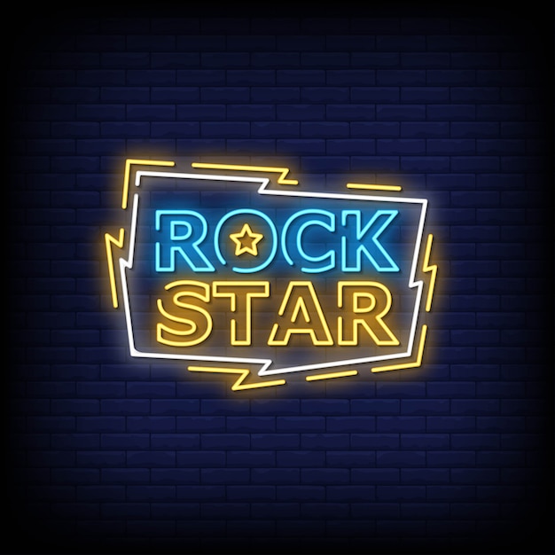 Texto de estilo de letreros de neón de estrella de rock