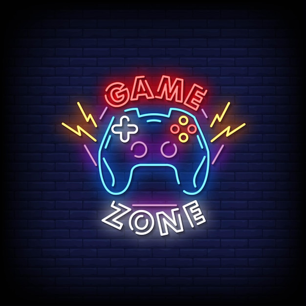 Texto de estilo de letreros de neón de Game Zone