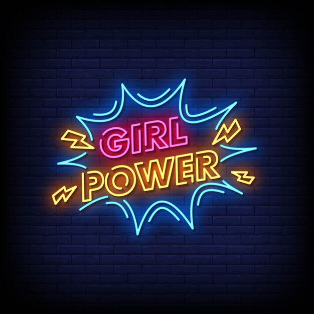 Texto de estilo de letreros de neón de girl power