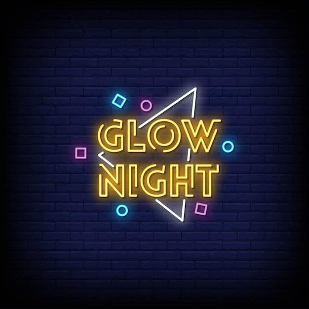 Texto de estilo de letreros de neón de glow night
