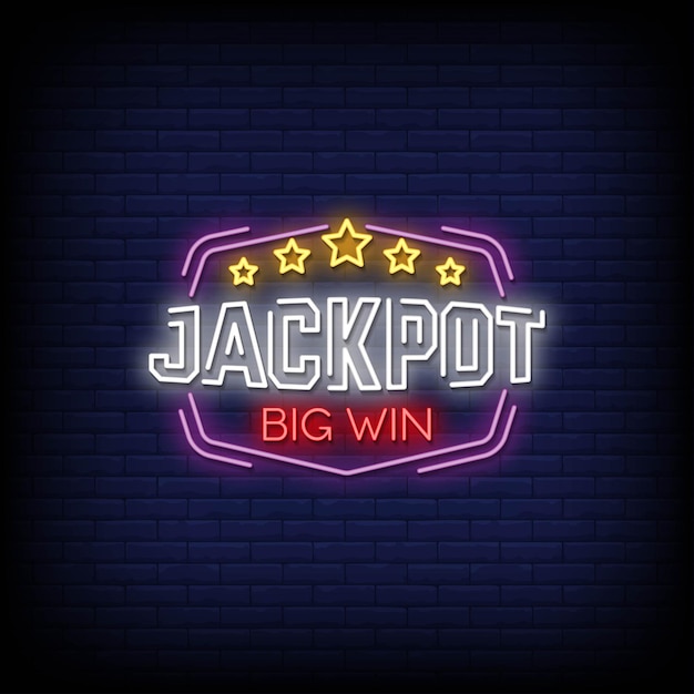 Texto de estilo de letreros de neón de Jackpot Big Win