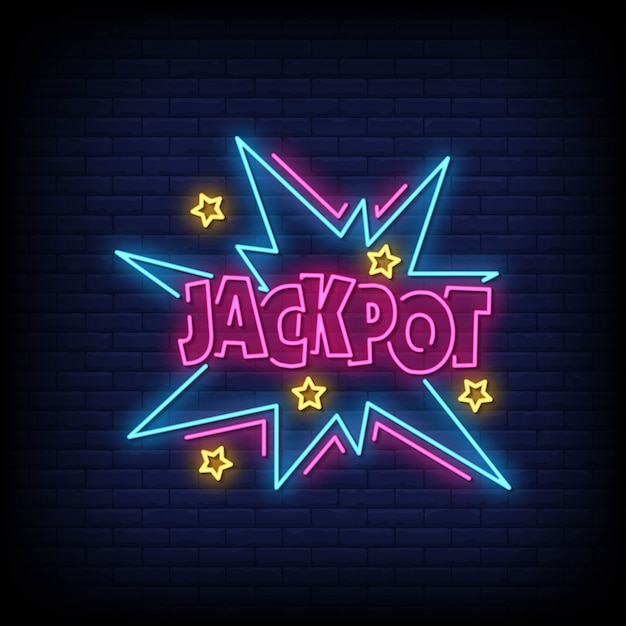 Texto de estilo de letreros de neón de Jackpot