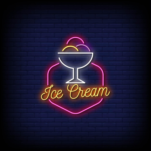 Texto de estilo de letreros de neón de logotipo de helado