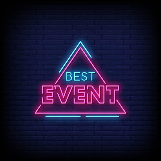 Texto de estilo de letreros de neón del mejor evento