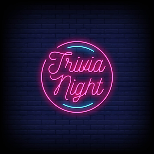 Texto de estilo de letreros de neón de noche de trivia