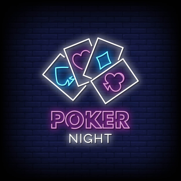 Texto de estilo de letreros de neón de poker night