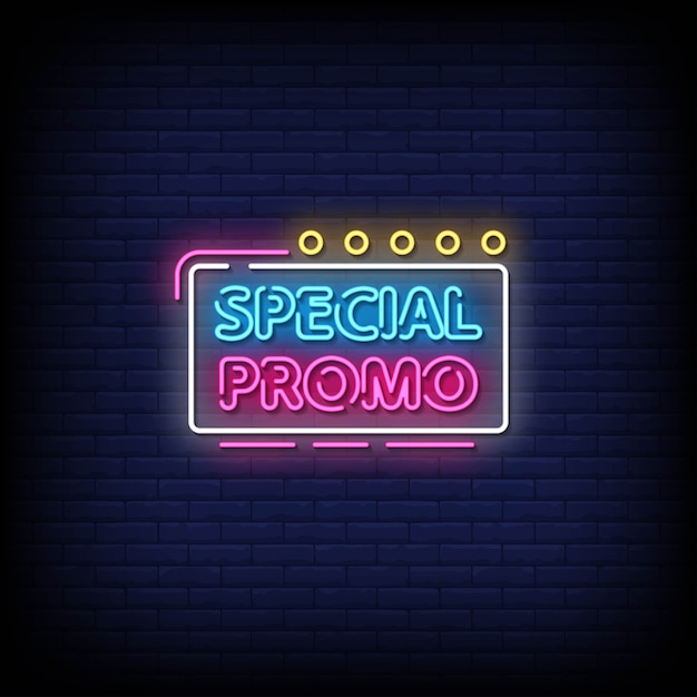 Texto de estilo de letreros de neón de promoción especial