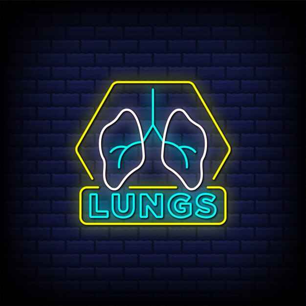 Texto de estilo de letreros de neón de pulmones