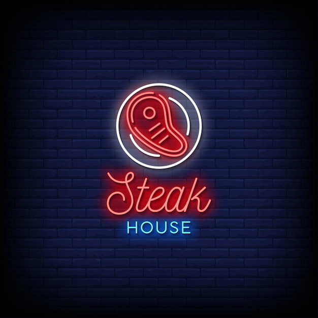 Texto de estilo de letreros de neón de steak house