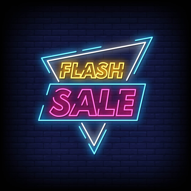 Vector texto de estilo de letreros de neón de venta flash