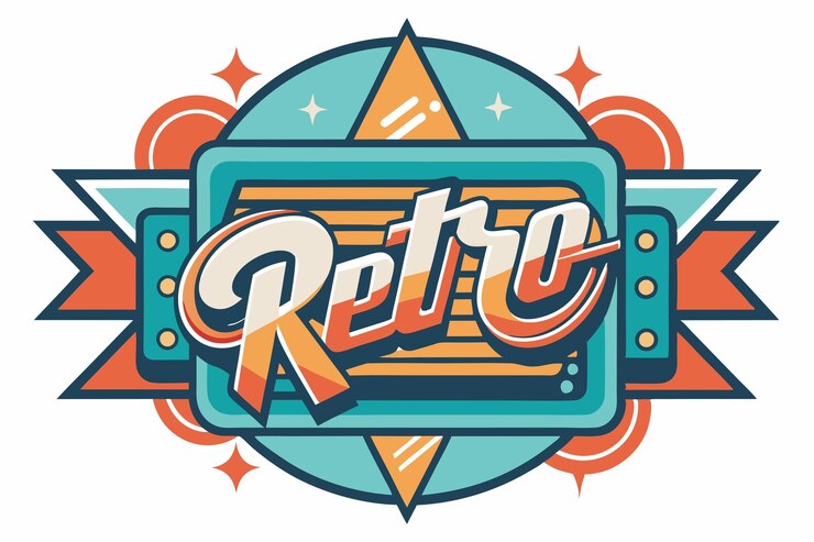 Vector texto de estilo retro con elementos de diseño geométrico