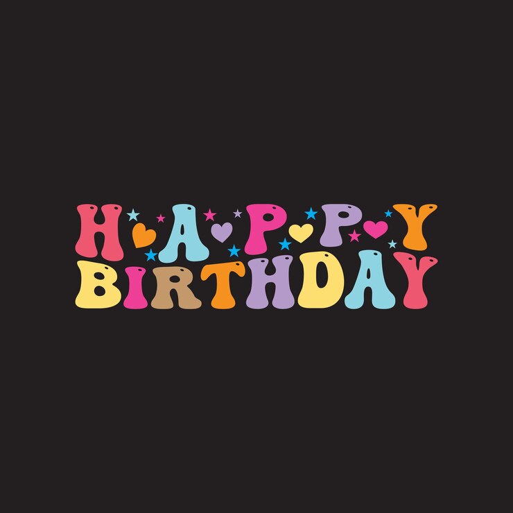 Texto de feliz cumpleaños sobre un fondo negro