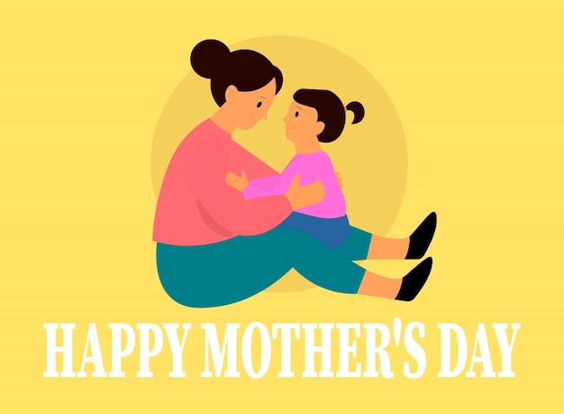 Texto de Feliz Día de las Madres con ilustración del Día de las Mamás