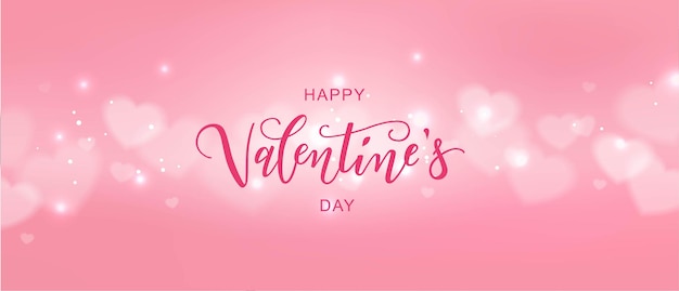 Texto de feliz día de San Valentín, tipografía de letras de mano con corazones.