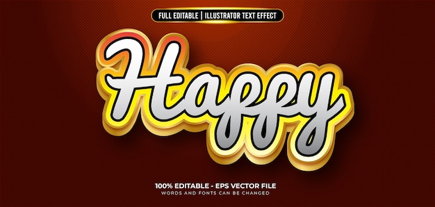 Texto feliz efecto 3d editable