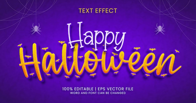 Texto de feliz halloween, estilo de efecto de texto editable con textura