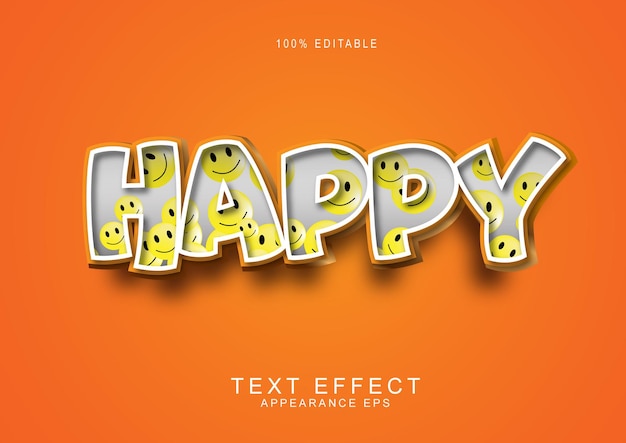 Vector texto feliz naranja creativo editable