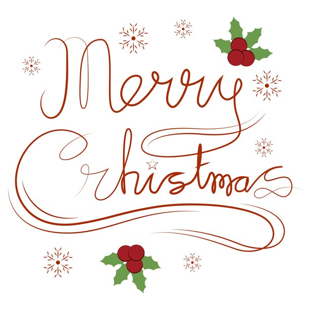 Texto de Feliz Navidad Letrero caligráfico plantilla de diseño de tarjetas Ilustración vectorial