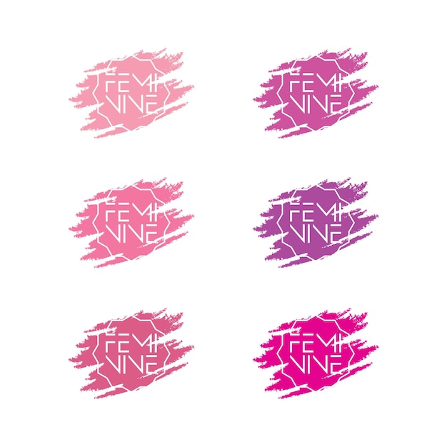 Vector texto femenino plano simple con colección de fondo grunge